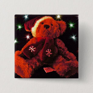 Bóton Quadrado 5.08cm Botão do Urso de Natal