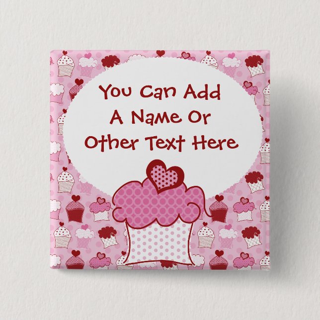 Bóton Quadrado 5.08cm Botão doce personalizado do cupcake (Frente)