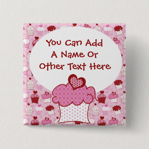 Bóton Quadrado 5.08cm Botão doce personalizado do cupcake