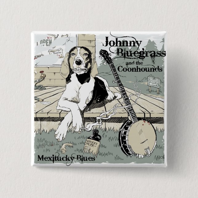 Bóton Quadrado 5.08cm Botão dos azuis de Mexitucky (Frente)