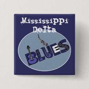 Bóton Quadrado 5.08cm Botão dos azuis do delta de Mississippi