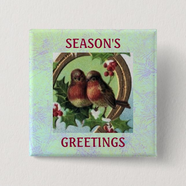 Bóton Quadrado 5.08cm Botão dos Lovebirds do feriado (Frente)