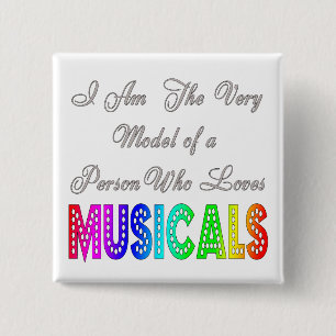 Bóton Quadrado 5.08cm Botão dos Musicals dos amores