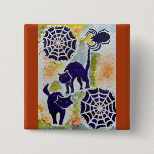 Bóton Quadrado 5.08cm Botão Encantado de Halloween