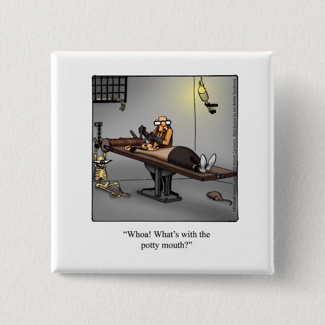 Bóton Quadrado 5.08cm Botão Engraçado "Boca" (Frente)