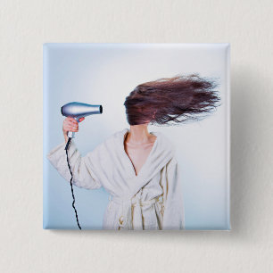 Bóton Quadrado 5.08cm Botão Engraçado de Cabelo Mau