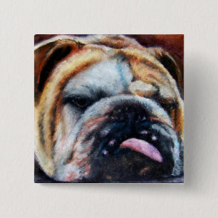 Bóton Quadrado 5.08cm Botão esgotado (do buldogue)