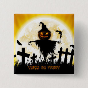 Bóton Quadrado 5.08cm Botão/Espantalho Quadrado do Halloween