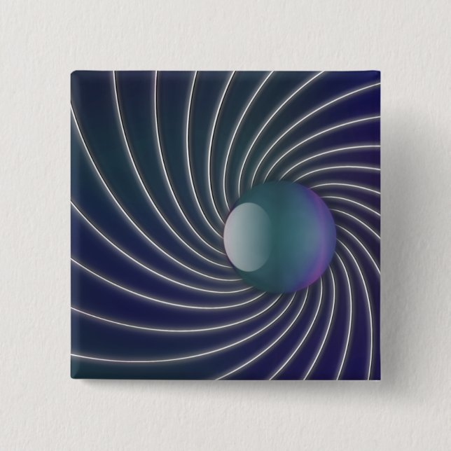 Bóton Quadrado 5.08cm Botão Espirais do Mar Profundo (Frente)