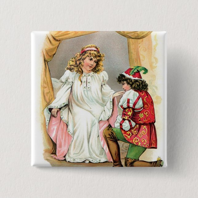 Bóton Quadrado 5.08cm Botão Fairytale (Frente)