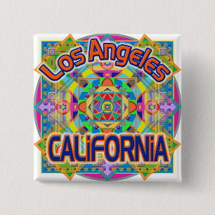 Bóton Quadrado 5.08cm Botão Feliz de Los Angeles CALIFORNIA