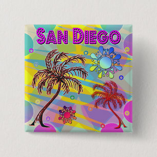 Bóton Quadrado 5.08cm Botão Feliz e Esperança de San Diego