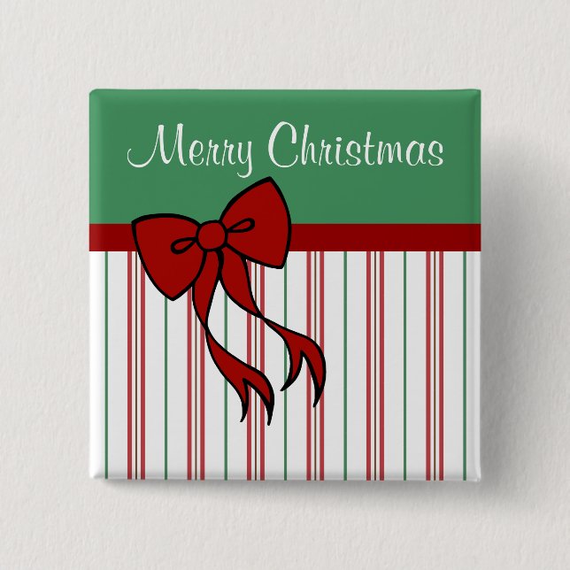 Bóton Quadrado 5.08cm Botão Feliz Natal Presente (Frente)