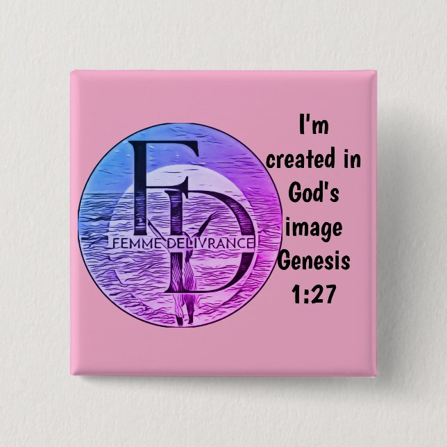 Bóton Quadrado 5.08cm Botão Femme Delivrance (Frente)