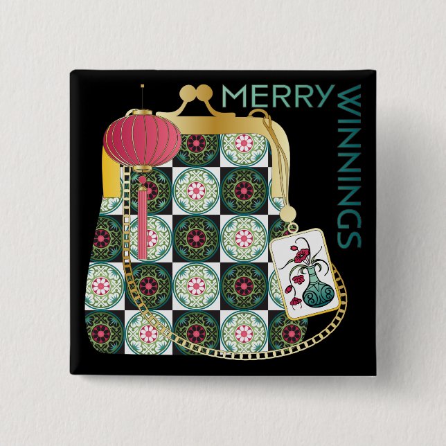 Bóton Quadrado 5.08cm Botão Feriado Mah Jongg Purse (Frente)