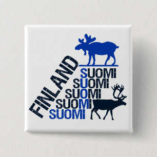 Bóton Quadrado 5.08cm Botão Finlandês Moose & Reindeer