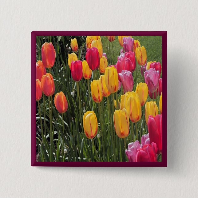 Bóton Quadrado 5.08cm Botão Flor (Frente)