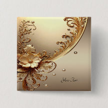 Botão Floral Ornamentado Dourado