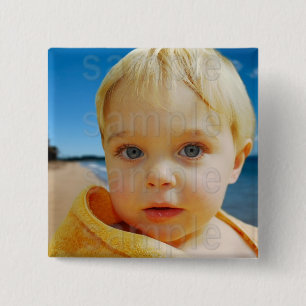 Bóton Quadrado 5.08cm Botão Foto de Aniversário Personalizado