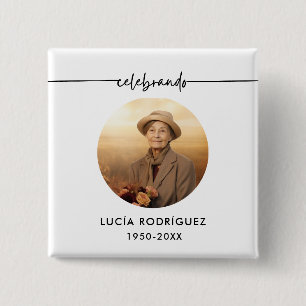 Bóton Quadrado 5.08cm Botão Fotográfico do Memorial Funeral Espanhol Cel
