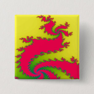 Bóton Quadrado 5.08cm Botão Fractal do Dragão de Ano Novo Chinês