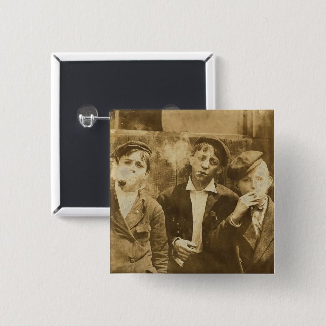 Bóton Quadrado 5.08cm Botão Fumante (Frente & Verso)