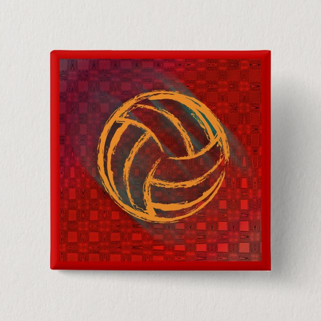 Bóton Quadrado 5.08cm Botão geométrico do voleibol (Frente)
