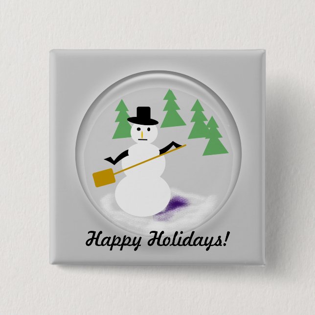 Bóton Quadrado 5.08cm Botão - Globo de Neve (Frente)