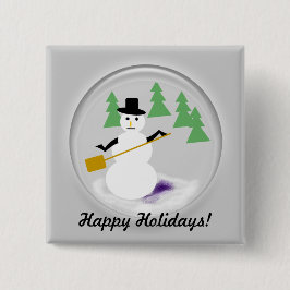 Bóton Quadrado 5.08cm Botão - Globo de Neve