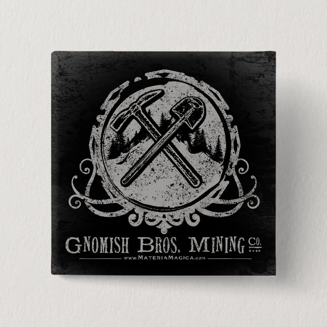 Bóton Quadrado 5.08cm Botão Gnomish (Frente)
