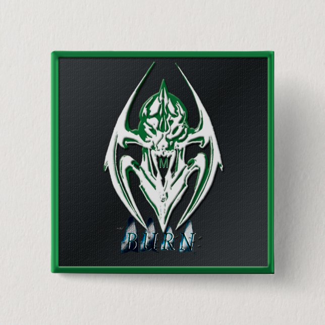BÓTON QUADRADO 5.08CM BOTÃO GRÁFICO DO TEMA DA QUEIMADURA (Frente)