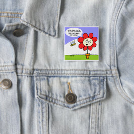 Bóton Quadrado 5.08cm Botão Grande Flor Vermelho e Cartoon Musical de Ab