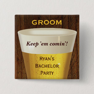 Bóton Quadrado 5.08cm Botão Grande Solteiro de Cerveja