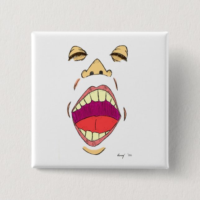 Bóton Quadrado 5.08cm Botão "Gritar" (Frente)