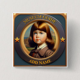 Bóton Quadrado 5.08cm Botão Guia do Museu Personalizado