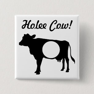 Bóton Quadrado 5.08cm Botão Holee Cow