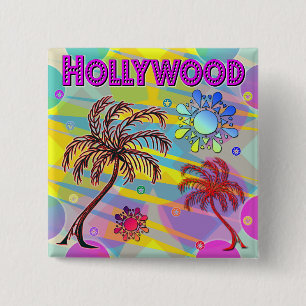 Bóton Quadrado 5.08cm Botão Hollywood Happy e Hope