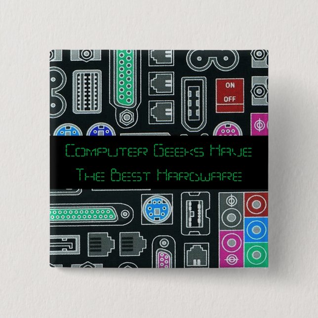 Bóton Quadrado 5.08cm Botão Humor do Geek do computador (Frente)