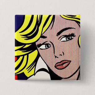 Bóton Quadrado 5.08cm Botão icónico do pop art