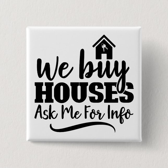 Bóton Quadrado 5.08cm Botão Imóveis Casas de Comprar (Frente)