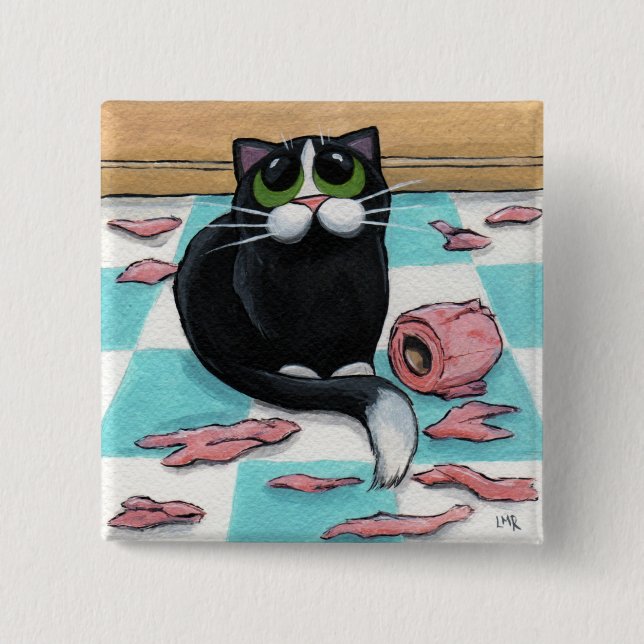Bóton Quadrado 5.08cm Botão impertinente do gato (Frente)