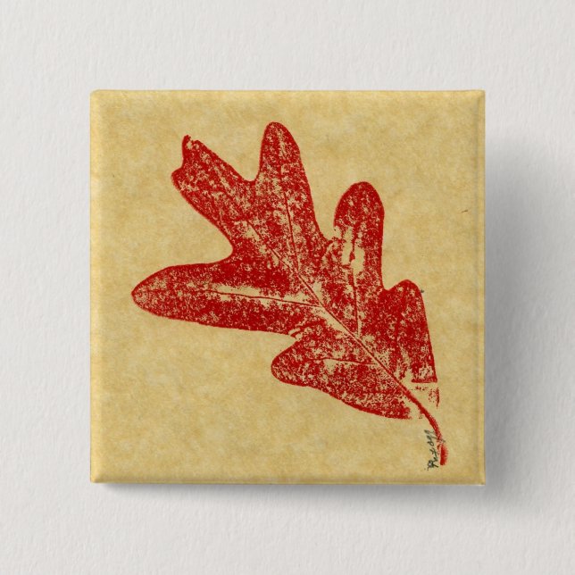 Bóton Quadrado 5.08cm Botão Impressões de Folha Natureza (Frente)