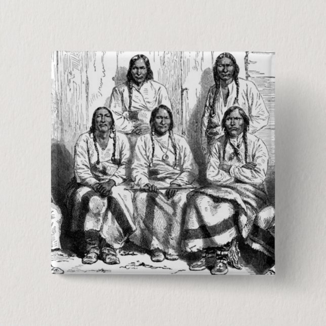 Bóton Quadrado 5.08cm Botão Índios Americanos (Frente)
