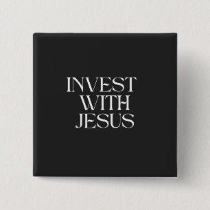 Bóton Quadrado 5.08cm Botão Investir com Jesus