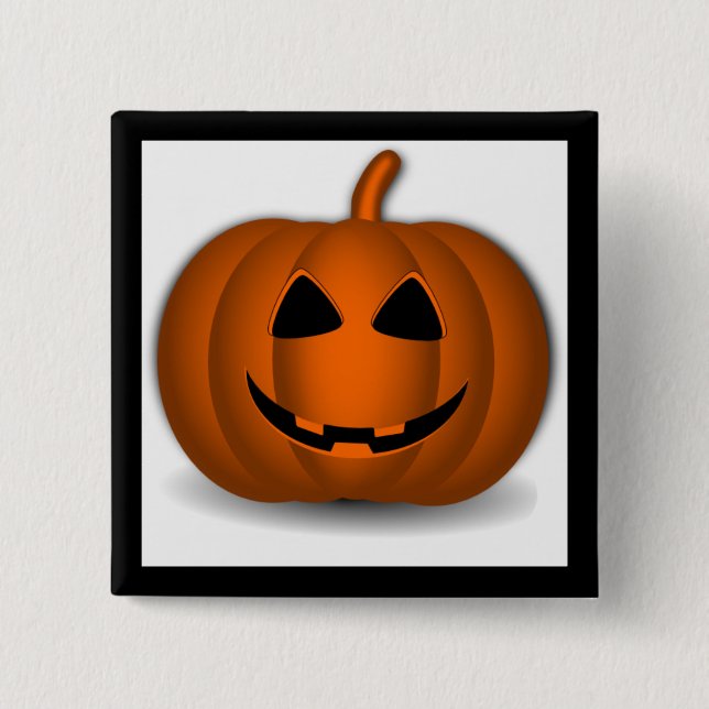 Bóton Quadrado 5.08cm Botão Jack o' Lantern Halloween (Frente)