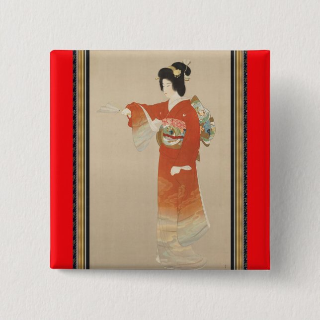 Bóton Quadrado 5.08cm Botão Japão (Frente)