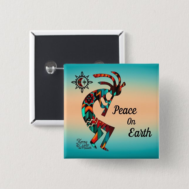 Bóton Quadrado 5.08cm Botão Kokopelli Sudoeste (Frente & Verso)