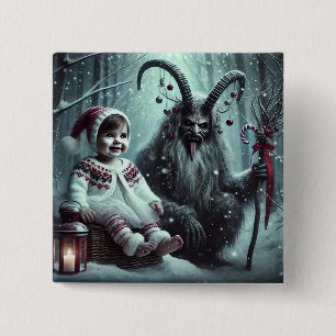 Bóton Quadrado 5.08cm Botão Krampus Natal