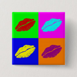 Bóton Quadrado 5.08cm botão lábios