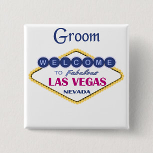 Bóton Quadrado 5.08cm Botão Las Vegas Groom